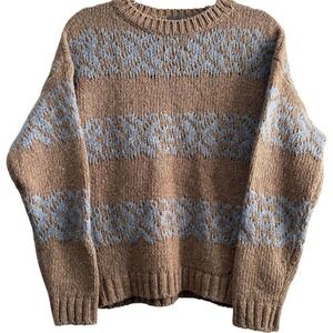 Elsamanda Italy NWT VTG Wool Mohair Blend Chunky Sweater Fair Isle Nordic Knit L